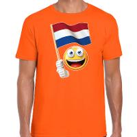 Emoticon Nederland   vlag t shirt   oranje   heren   Sport   Koningsdag   Holland kleding