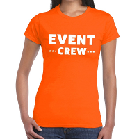 Event crew / personeel tekst t shirt oranje dames