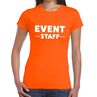 Event staff tekst t shirt   oranje   voor dames   evenementen personeel   crew kleding