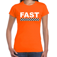 Fast coureur supporter / finish vlag t shirt oranje voor dames