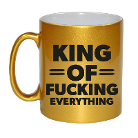 Feest cadeau koffie/thee mok voor King   goud   King of everything   keramiek   300 ml