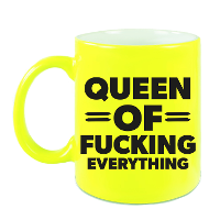 Feest cadeau koffie/thee mok voor Queen   geel   Queen of everything   keramiek   300 ml