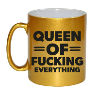 Feest cadeau koffie/thee mok voor Queen   goud   Queen of everything   keramiek   300 ml