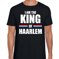 Feest t shirt voor heren   I am the King of Haarlem   zwart   Koningsdag