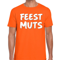 Feestmuts tekst t shirt   oranje   heren   Foute party kleding   korte mouwen
