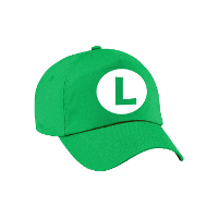 Feestpet Luigi   loodgieter   groen   voor dames en heren   baseball cap   verkleed carnaval petjes