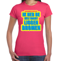 Foute party Hele nacht liggen dromen verkleed t shirt roze dames   Foute party hits outfit/ kleding