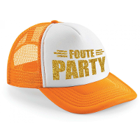 Foute party snapback/cap   oranje/wit   gouden letters   pet   dames/heren