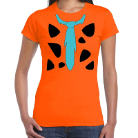 Fred holbewoner kostuum t shirt oranje voor dames