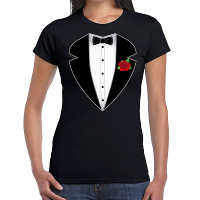 Gangster / maffia pak kostuum t shirt zwart voor dames