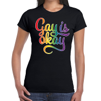 Gay is okay gay pride t shirt zwart voor dames