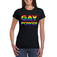 Gay power t shirt gay pride zwart voor dames