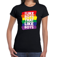 Gay pride I like boys that like boys t shirt zwart voor dames
