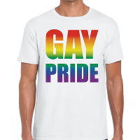 Gay pride regenboog t shirt wit voor heren