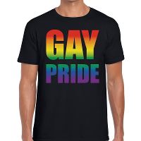 Gay pride regenboog t shirt zwart voor heren