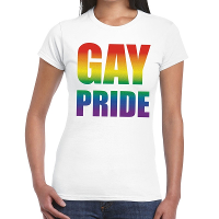 Gay pride t shirt wit voor dames