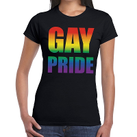 Gay pride t shirt zwart voor dames