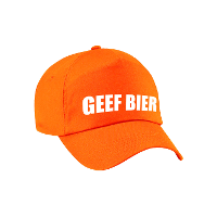 Geef bier tekst petje   oranje   drank   dames en heren   baseball cap   carnaval   foute party