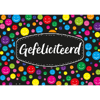 Gefeliciteerd ansichtkaart   XXL size   wenskaart   met mix kleuren emoticons   A5 formaat