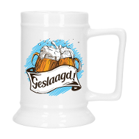Geslaagd Cadeau Bierpul   blauw   geslaagd!   Keramiek   530 ml