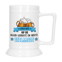 Geslaagd Cadeau Bierpul   blauw   proost beste geslaagde   keramiek   530 ml