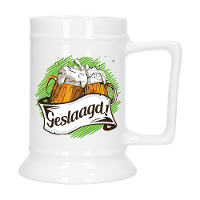 Geslaagd Cadeau Bierpul   groen   geslaagd!   Keramiek   530 ml