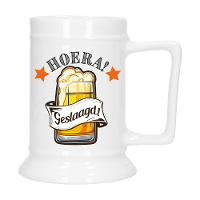 Geslaagd Cadeau Bierpul   oranje   hoera! Geslaagd!   Keramiek   530 ml