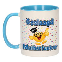 Geslaagd cadeau mok   blauw   Geslaagd Motherfucker   keramiek   ca. 300 Ml