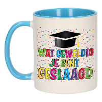 Geslaagd cadeau mok   blauw   Geweldig Geslaagd   keramiek   ca. 300 Ml