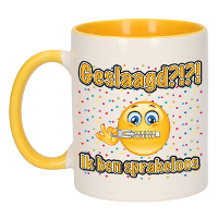 Geslaagd cadeau mok   geel   Geslaagd?!?! Sprakeloos   keramiek   ca. 300 Ml