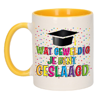 Geslaagd cadeau mok   geel   Geweldig Geslaagd   keramiek   ca. 300 Ml