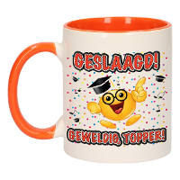Geslaagd cadeau mok   oranje   Geslaagd! Geweldig, Topper!   Keramiek   ca. 300 Ml