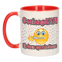 Geslaagd cadeau mok   rood   Geslaagd?!?! Sprakeloos   keramiek   ca. 300 Ml