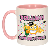 Geslaagd cadeau mok   roze   Geslaagd! Geweldig, Topper!   Keramiek   ca. 300 Ml