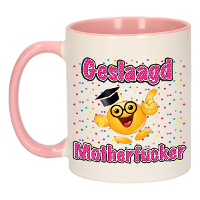 Geslaagd cadeau mok   roze   Geslaagd Motherfucker   keramiek   ca. 300 Ml