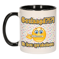 Geslaagd cadeau mok   zwart   Geslaagd?!?! Sprakeloos   keramiek   ca. 300 Ml