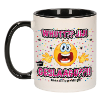 Geslaagd cadeau mok   zwart   Whutt jij geslaagd   keramiek   ca. 300 Ml
