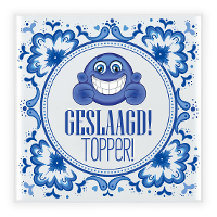 Geslaagd cadeau tegel   geslaagd! Topper!   Delfts blauw   keramiek   15 cm