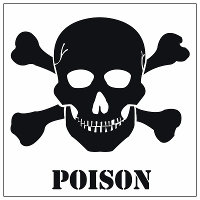 Gif   Poison   waarschuwing gevaren sticker   wit   10 x 10 cm   Halloween en horror thema