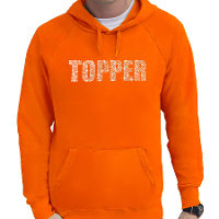 Glitter foute trui hoodie oranje Topper glitter steentjes voor heren   Capuchon trui