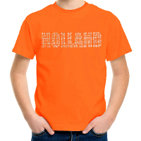 Glitter Holland t shirt oranje rhinestone steentjes voor kinderen Nederland supporter EK/ WK