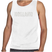 Glitter Holland tanktop wit rhinestone steentjes voor heren Nederland supporter EK/ WK