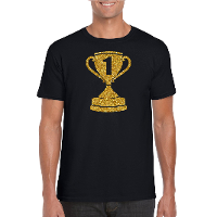 Gouden kampioens beker / nummer 1 t shirt / kleding zwart heren