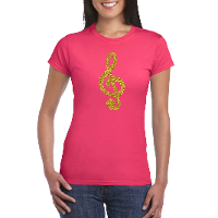 Gouden muziek noot G sleutel / muziek feest t shirt / kleding roze dames