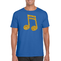 Gouden muziek noot / muziek feest t shirt / kleding blauw heren