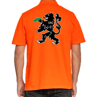 Grote maten Drinkende leeuw polo shirt oranje voor heren   Koningsdag polo shirts