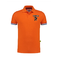 Grote maten Holland supporter poloshirt   katoen   heren   oranje   leeuw op borst   Nederland