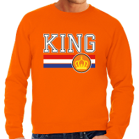 Grote maten King met Nederlandse vlag sweater oranje voor heren   Koningsdag truien