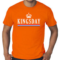 Grote maten Kingsday t shirt oranje voor heren   Koningsdag shirts