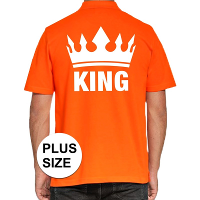 Grote maten koningsdag poloshirt King oranje voor heren